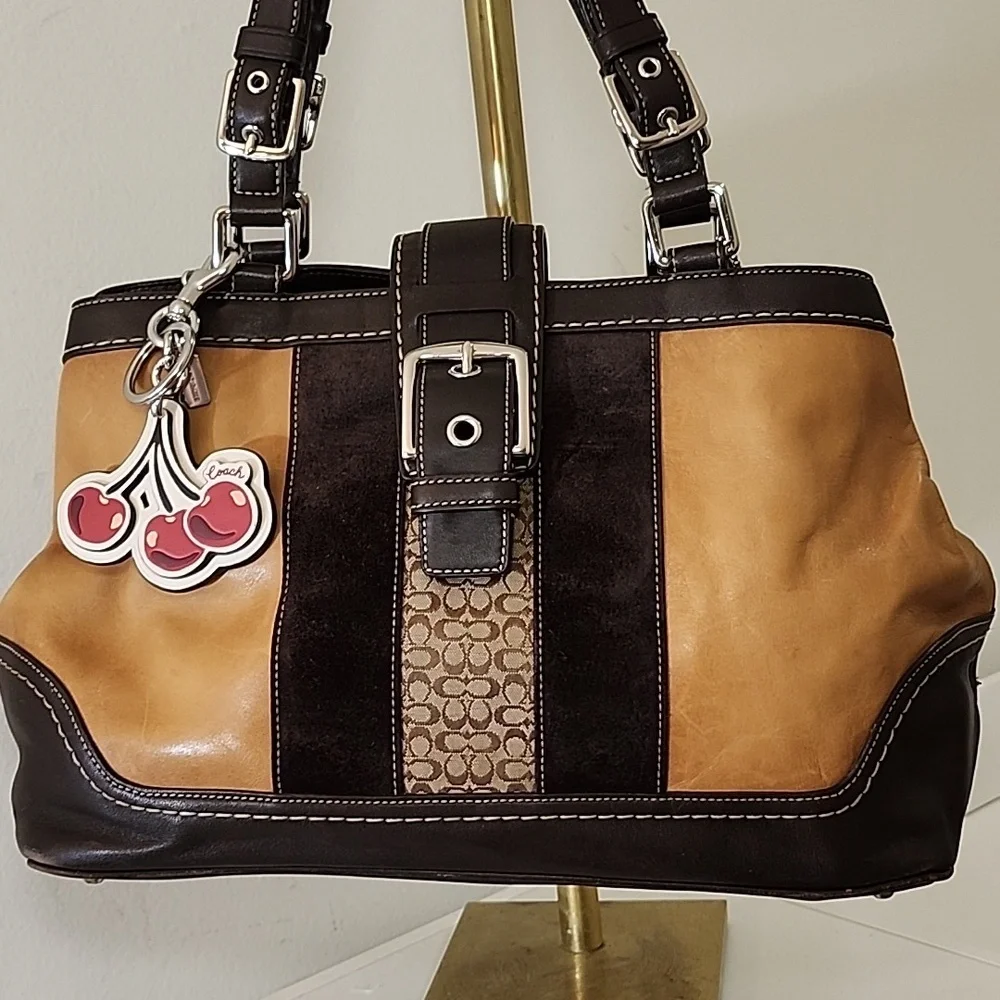 Coach Y2K Hobo  Espresso Brown Suede Leather  Shoulder Carryall  Bag Rare - Picture 2 of 15